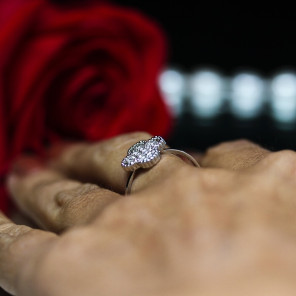 925 Gold Dipped Pave CZ White Topaz Statement Ring - Picture 3 of 8